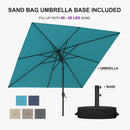 PURPLE LEAF Black Frame Outdoor Market Umbrellas Yard Tilting Patio Table Umbrella with Base