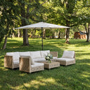 PURPLE LEAF Black Frame Tilting Market Umbrella with Lights Table Umbrella with Base Outside Patio
