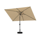 PURPLE LEAF Black Frame Outdoor Market Umbrellas Yard Tilting Patio Table Umbrella with Base