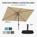PURPLE LEAF Black Frame Outdoor Market Umbrellas Yard Tilting Patio Table Umbrella with Base