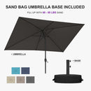 PURPLE LEAF Black Frame Outdoor Market Umbrellas Yard Tilting Patio Table Umbrella with Base