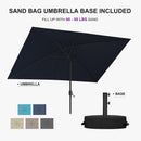 PURPLE LEAF Black Frame Outdoor Market Umbrellas Yard Tilting Patio Table Umbrella with Base