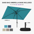 PURPLE LEAF Black Frame Outdoor Market Umbrellas Yard Tilting Patio Table Umbrella with Base