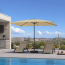 PURPLE LEAF Black Frame Outdoor Market Umbrellas Yard Tilting Patio Table Umbrella with Base