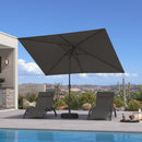 PURPLE LEAF Black Frame Outdoor Market Umbrellas Yard Tilting Patio Table Umbrella with Base