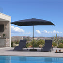 PURPLE LEAF Black Frame Outdoor Market Umbrellas Yard Tilting Patio Table Umbrella with Base