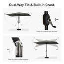 PURPLE LEAF Black Frame Outdoor Market Umbrellas Yard Tilting Patio Table Umbrella with Base