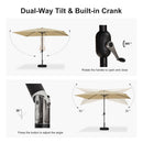 PURPLE LEAF Black Frame Outdoor Market Umbrellas Yard Tilting Patio Table Umbrella with Base