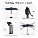 PURPLE LEAF Black Frame Outdoor Market Umbrellas Yard Tilting Patio Table Umbrella with Base
