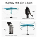 PURPLE LEAF Black Frame Outdoor Market Umbrellas Yard Tilting Patio Table Umbrella with Base