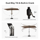 PURPLE LEAF Black Frame Outdoor Market Umbrellas Yard Tilting Patio Table Umbrella with Base