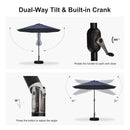 PURPLE LEAF Black Frame Outdoor Market Umbrellas Yard Tilting Patio Table Umbrella with Base