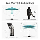 PURPLE LEAF Black Frame Outdoor Market Umbrellas Yard Tilting Patio Table Umbrella with Base
