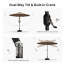 PURPLE LEAF Black Frame Outdoor Market Umbrellas Yard Tilting Patio Table Umbrella with Base
