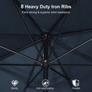 PURPLE LEAF Black Frame Outdoor Market Umbrellas Yard Tilting Patio Table Umbrella with Base