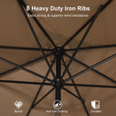 PURPLE LEAF Black Frame Outdoor Market Umbrellas Yard Tilting Patio Table Umbrella with Base