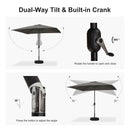 PURPLE LEAF Black Frame Outdoor Market Umbrellas Yard Tilting Patio Table Umbrella with Base