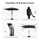 PURPLE LEAF Black Frame Outdoor Market Umbrellas Yard Tilting Patio Table Umbrella with Base