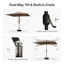 PURPLE LEAF Black Frame Outdoor Market Umbrellas Yard Tilting Patio Table Umbrella with Base