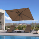 PURPLE LEAF Black Frame Outdoor Market Umbrellas Yard Tilting Patio Table Umbrella with Base
