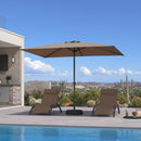 PURPLE LEAF Black Frame Outdoor Market Umbrellas Yard Tilting Patio Table Umbrella with Base