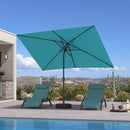 PURPLE LEAF Black Frame Outdoor Market Umbrellas Yard Tilting Patio Table Umbrella with Base