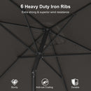 PURPLE LEAF Black Frame Outdoor Market Umbrellas Yard Tilting Patio Table Umbrella with Base