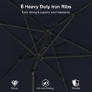 PURPLE LEAF Black Frame Outdoor Market Umbrellas Yard Tilting Patio Table Umbrella with Base
