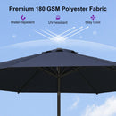 PURPLE LEAF Black Frame Outdoor Market Umbrellas Yard Tilting Patio Table Umbrella with Base