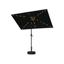 PURPLE LEAF Black Frame Tilting Market Umbrella with Lights Table Umbrella with Base Outside Patio