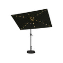 PURPLE LEAF Black Frame Tilting Market Umbrella with Lights Table Umbrella with Base Outside Patio