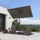 PURPLE LEAF Black Frame Tilting Market Umbrella with Lights Table Umbrella with Base Outside Patio