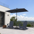 PURPLE LEAF Black Frame Tilting Market Umbrella with Lights Table Umbrella with Base Outside Patio
