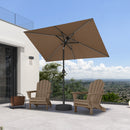 PURPLE LEAF Black Frame Tilting Market Umbrella with Lights Table Umbrella with Base Outside Patio