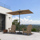 PURPLE LEAF Black Frame Tilting Market Umbrella with Lights Table Umbrella with Base Outside Patio