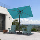 PURPLE LEAF Black Frame Tilting Market Umbrella with Lights Table Umbrella with Base Outside Patio