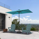 PURPLE LEAF Black Frame Tilting Market Umbrella with Lights Table Umbrella with Base Outside Patio