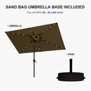 PURPLE LEAF Black Frame Tilting Market Umbrella with Lights Table Umbrella with Base Outside Patio