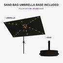 PURPLE LEAF Black Frame Tilting Market Umbrella with Lights Table Umbrella with Base Outside Patio
