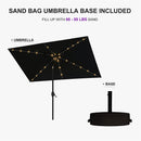 PURPLE LEAF Black Frame Tilting Market Umbrella with Lights Table Umbrella with Base Outside Patio