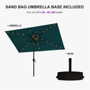 PURPLE LEAF Black Frame Tilting Market Umbrella with Lights Table Umbrella with Base Outside Patio
