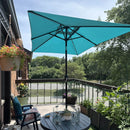 PURPLE LEAF Black Frame Tilting Market Umbrella with Lights Table Umbrella with Base Outside Patio