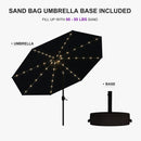 PURPLE LEAF Black Frame Tilting Market Umbrella with Lights Table Umbrella with Base Outside Patio
