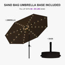 PURPLE LEAF Black Frame Tilting Market Umbrella with Lights Table Umbrella with Base Outside Patio