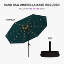 PURPLE LEAF Black Frame Tilting Market Umbrella with Lights Table Umbrella with Base Outside Patio