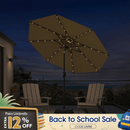 PURPLE LEAF Black Frame Tilting Market Umbrella with Lights Table Umbrella with Base Outside Patio