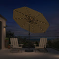 PURPLE LEAF Black Frame Tilting Market Umbrella with Lights Table Umbrella with Base Outside Patio