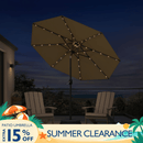 PURPLE LEAF Black Frame Tilting Market Umbrella with Lights Table Umbrella with Base Outside Patio