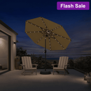 PURPLE LEAF Black Frame Tilting Market Umbrella with Lights Table Umbrella with Base Outside Patio