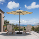 PURPLE LEAF Black Frame Tilting Market Umbrella with Lights Table Umbrella with Base Outside Patio